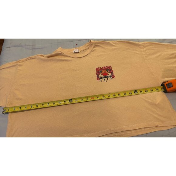 Billabong Graphic Long Sleeve Crop Top Shirt Women’s M Yellow Boho Retro 1973 Pa - Picture 3 of 9
